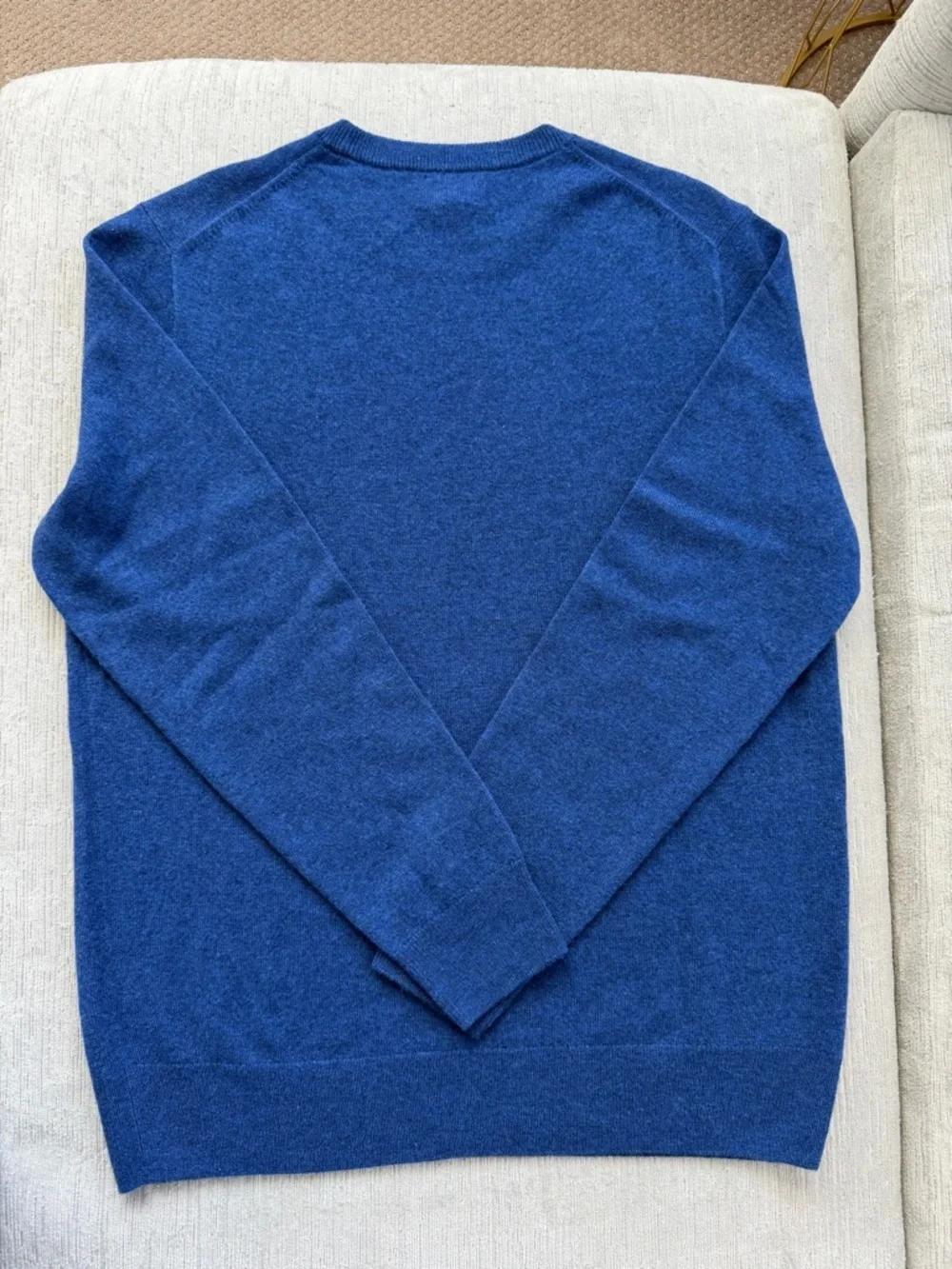J.Crew 100% Cashmere Crewneck Sweater Navy Men’s M Classic Knit Underarm Repair